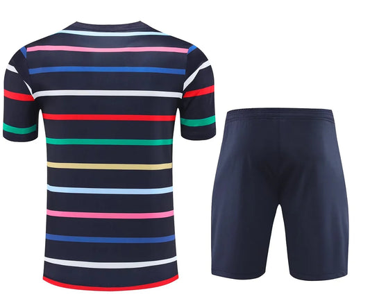 Camiseta y pantalones cortos de entrenamiento prepartido con estampado de colores de Francia 2024